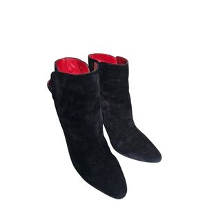 CHARLES JOURDAN Black Suede Heeled bootie 9.5 Strappy Buckle